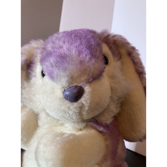 VTG T L Toys Frosted Lavender Easter Bunny Soft Plush Stuffed Leather Feet Nose - Picture 8 of 16